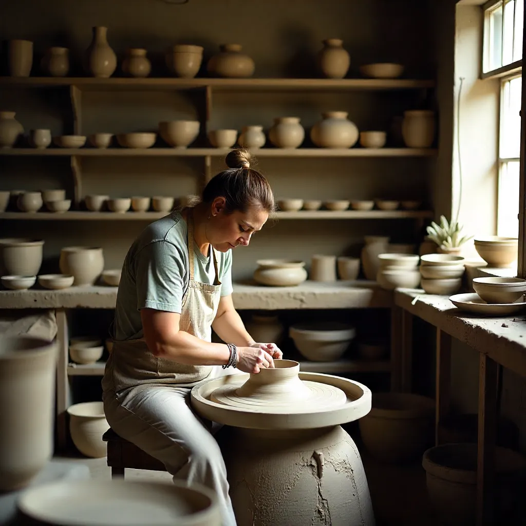 Jarrón alto de cerámica