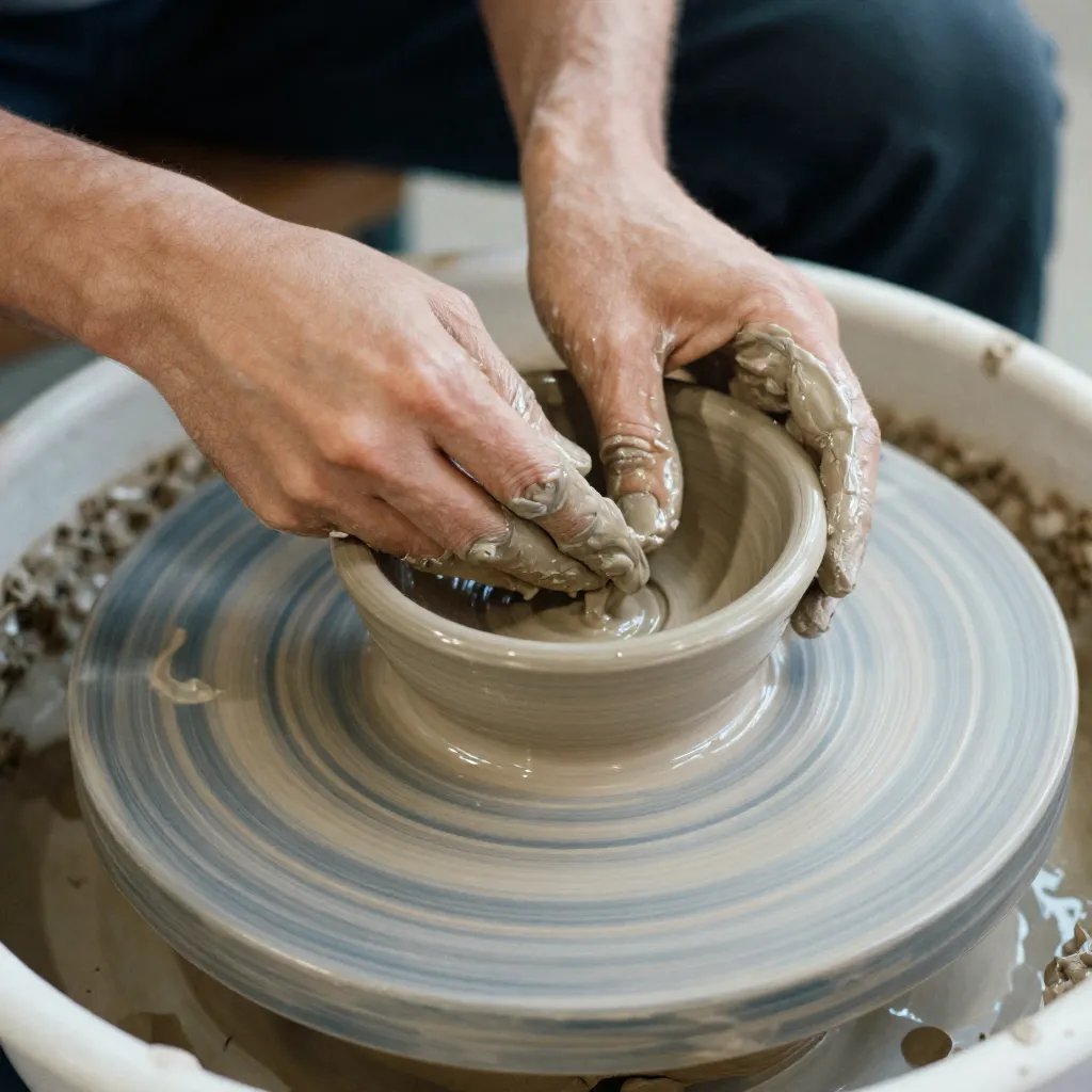 Ceramista trabajando en torno